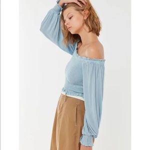 Urban Outfitters Tops Uo Selena Smocked Off The Shoulder Crop Top, Size S